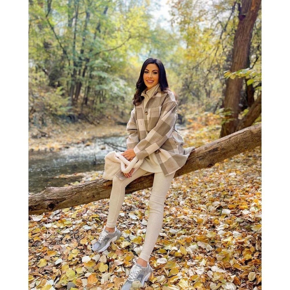 Oversized Shirt Plaid Jacket Shacket Neutrals New - Picture 15 of 16